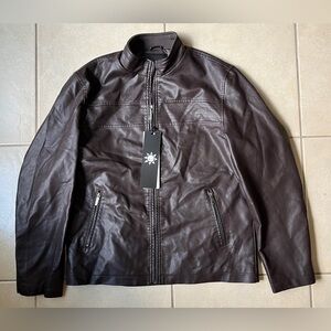 American Breed Men’s XL Brown Racer Motorcycler Faux Leather Jacket